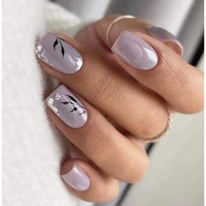 FREE WITH PURCHASE: purple black floral press on nails nwt